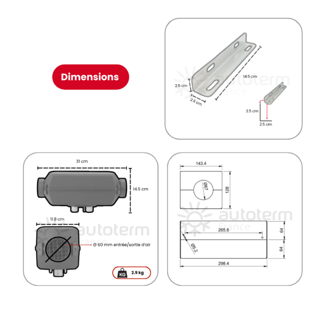 Kit chauffage Renault Master L1H1 / L2H2 extérieur AUTOTERM – Image 3