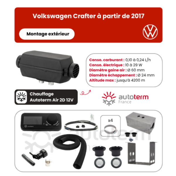 Kit chauffage Volkswagen Crafter L1H1 / L2H2 (2017+) extérieur AUTOTERM