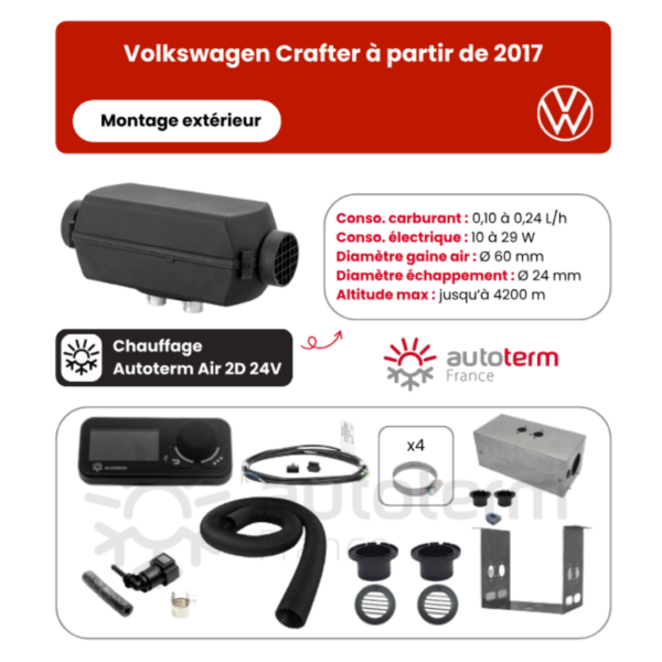Alternative view of Kit chauffage Volkswagen Crafter L1H1 / L2H2 (2017+) extérieur AUTOTERM