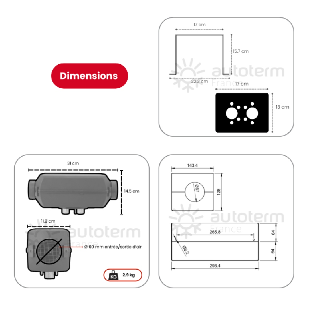 Kit chauffage Volkswagen Crafter L1H1 / L2H2 (2017+) extérieur AUTOTERM – Image 3