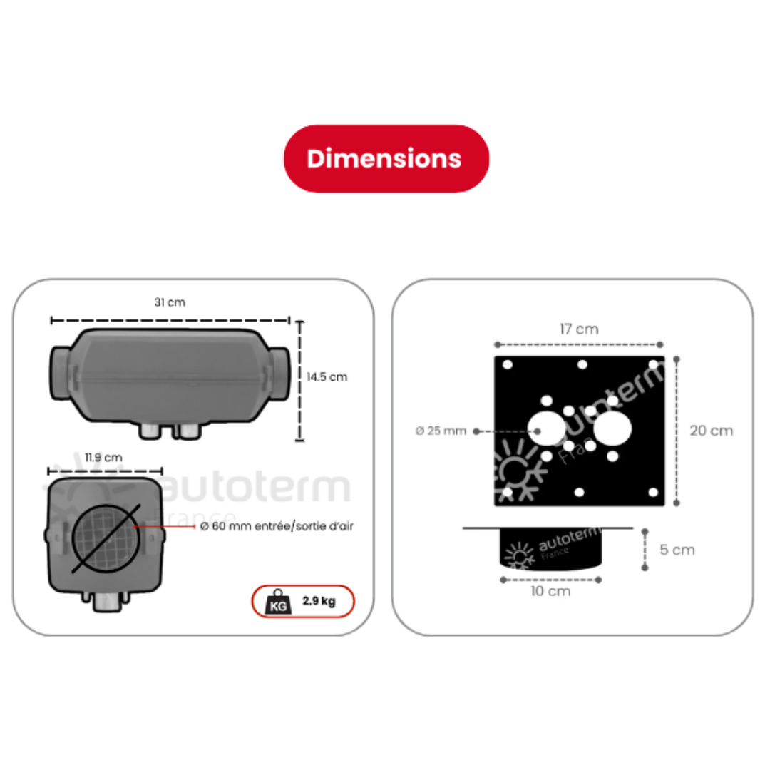 Kit chauffage Volkswagen Crafter L1H1 / L2H2 (2017+) intérieur AUTOTERM – Image 3
