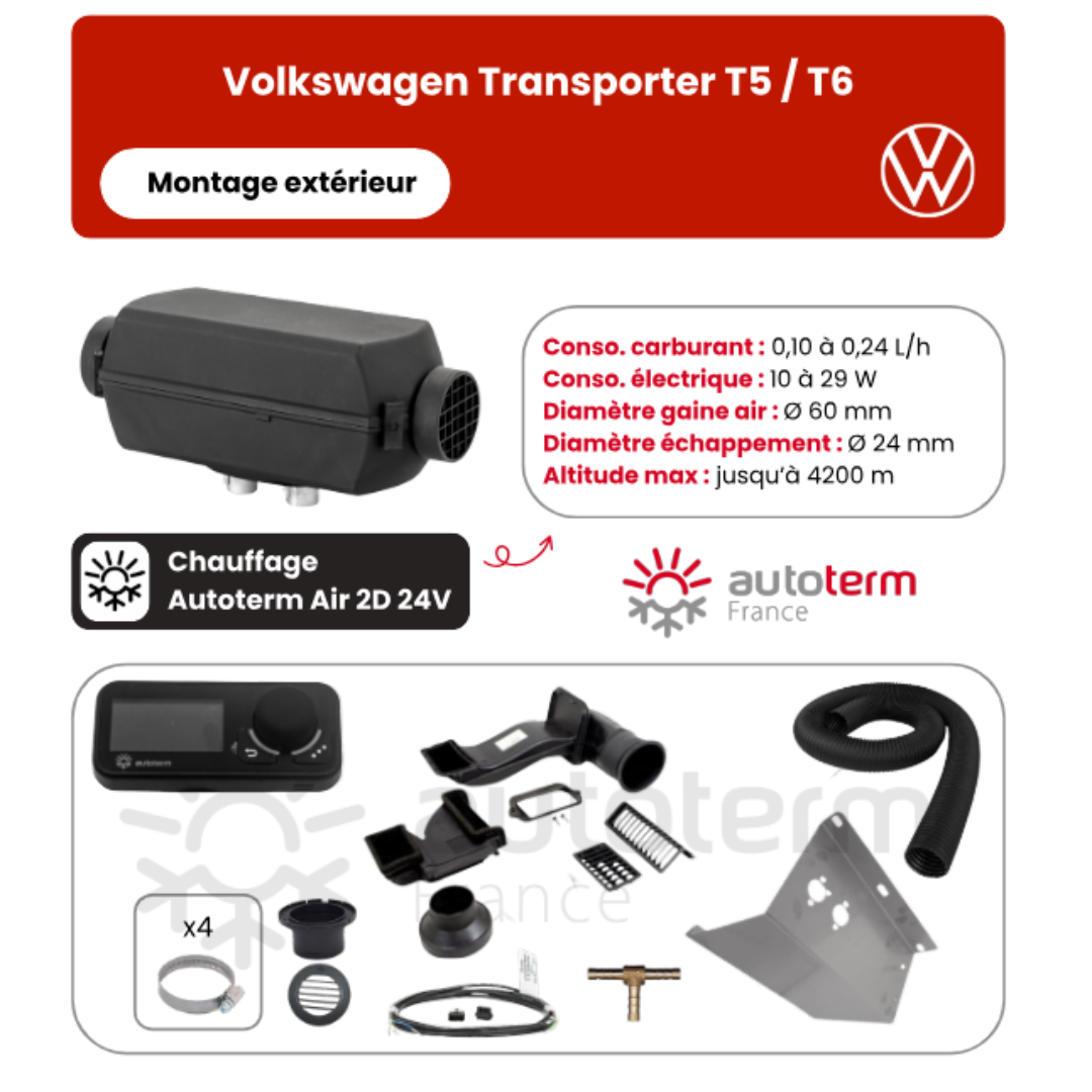 Kit chauffage Volkswagen T5 T6 extérieur AUTOTERM – Image 2