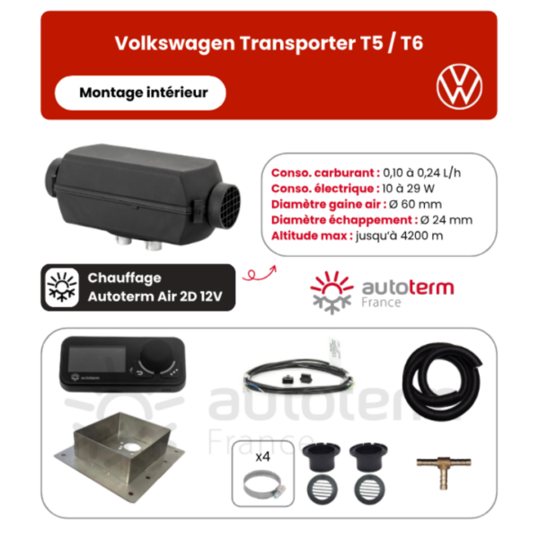 Kit chauffage Volkswagen T5 T6 intérieur AUTOTERM